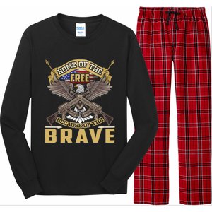 4th Of July Eagle Home Of The Free Because Of The Brave Cool Gift Long Sleeve Pajama Set