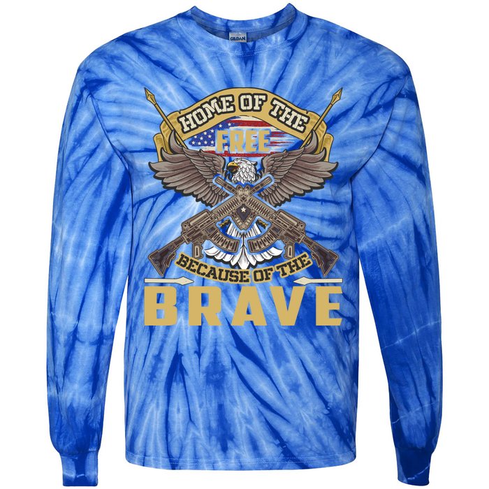 4th Of July Eagle Home Of The Free Because Of The Brave Cool Gift Tie-Dye Long Sleeve Shirt