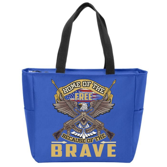 4th Of July Eagle Home Of The Free Because Of The Brave Cool Gift Zip Tote Bag