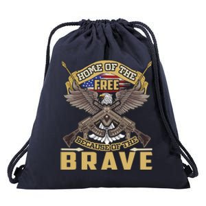 4th Of July Eagle Home Of The Free Because Of The Brave Cool Gift Drawstring Bag