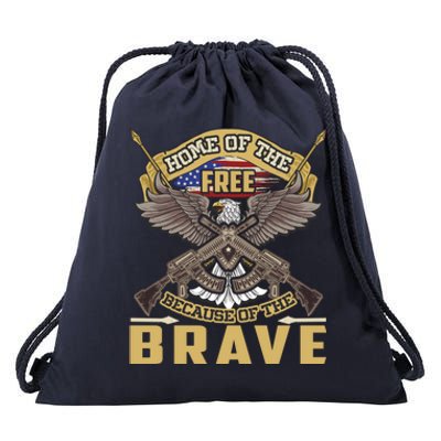 4th Of July Eagle Home Of The Free Because Of The Brave Cool Gift Drawstring Bag