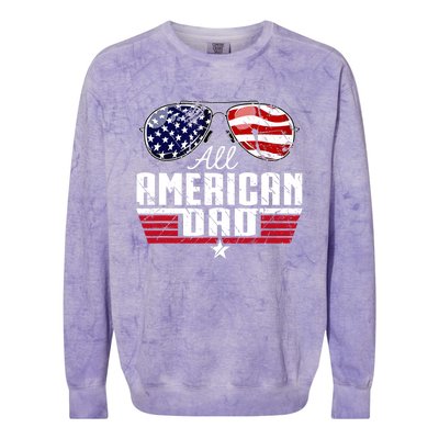 4th Of July Family Matching All American Dad American Flag Colorblast Crewneck Sweatshirt