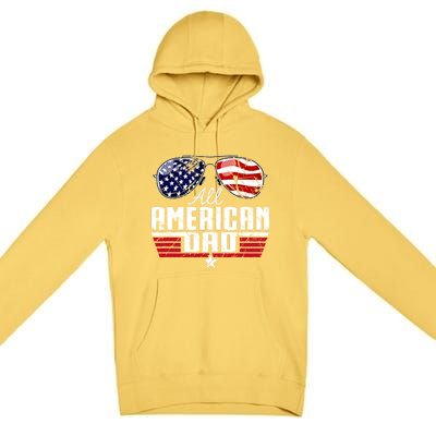 4th Of July Family Matching All American Dad American Flag Premium Pullover Hoodie