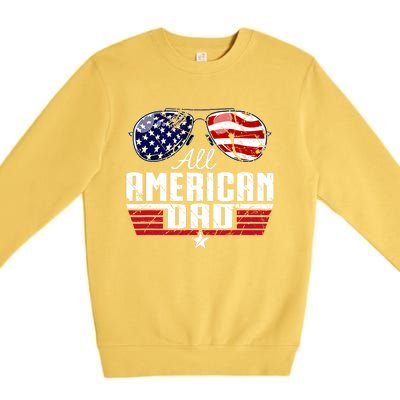 4th Of July Family Matching All American Dad American Flag Premium Crewneck Sweatshirt