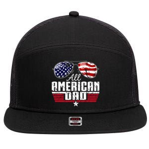 4th Of July Family Matching All American Dad American Flag 7 Panel Mesh Trucker Snapback Hat