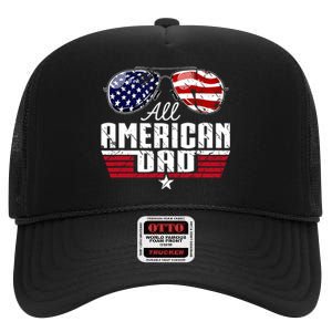 4th Of July Family Matching All American Dad American Flag High Crown Mesh Back Trucker Hat