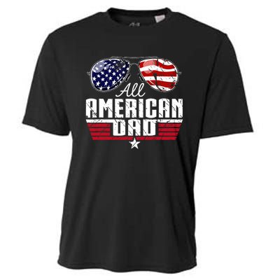 4th Of July Family Matching All American Dad American Flag Cooling Performance Crew T-Shirt