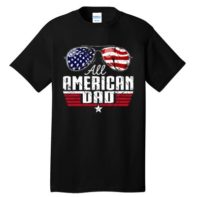 4th Of July Family Matching All American Dad American Flag Tall T-Shirt