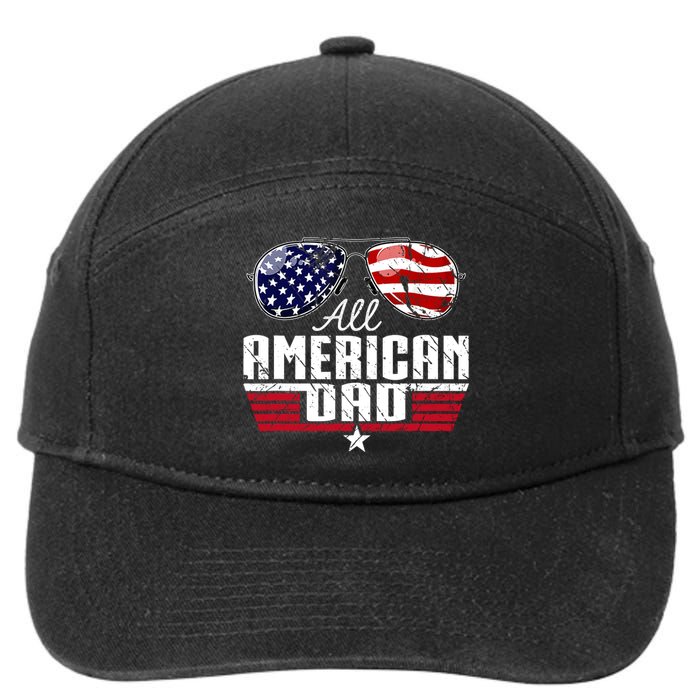 4th Of July Family Matching All American Dad American Flag 7-Panel Snapback Hat