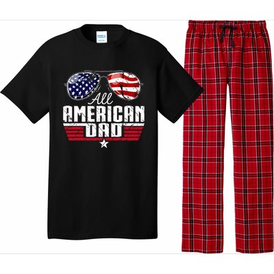 4th Of July Family Matching All American Dad American Flag Pajama Set