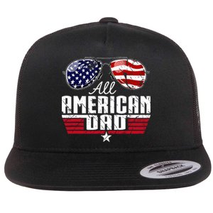 4th Of July Family Matching All American Dad American Flag Flat Bill Trucker Hat