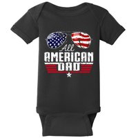 4th Of July Family Matching All American Dad American Flag Baby Bodysuit