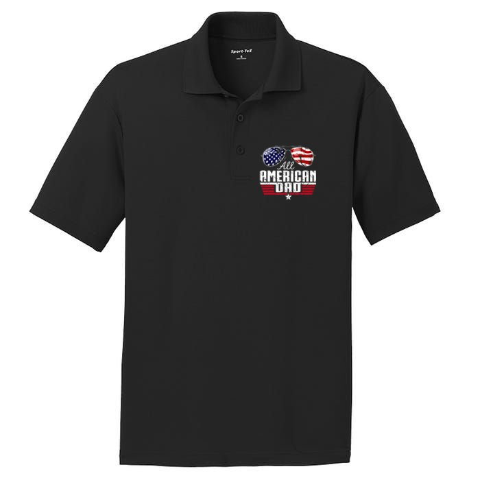 4th Of July Family Matching All American Dad American Flag PosiCharge RacerMesh Polo