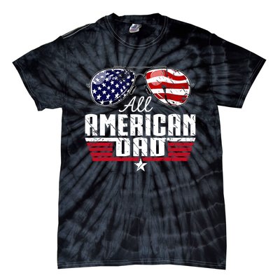 4th Of July Family Matching All American Dad American Flag Tie-Dye T-Shirt