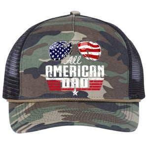 4th Of July Family Matching All American Dad American Flag Retro Rope Trucker Hat Cap