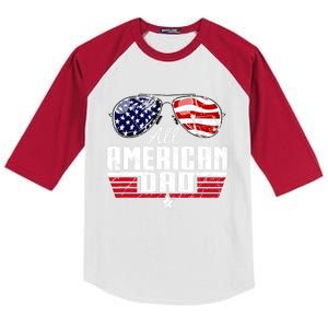 4th Of July Family Matching All American Dad American Flag Kids Colorblock Raglan Jersey