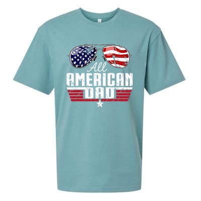 4th Of July Family Matching All American Dad American Flag Sueded Cloud Jersey T-Shirt