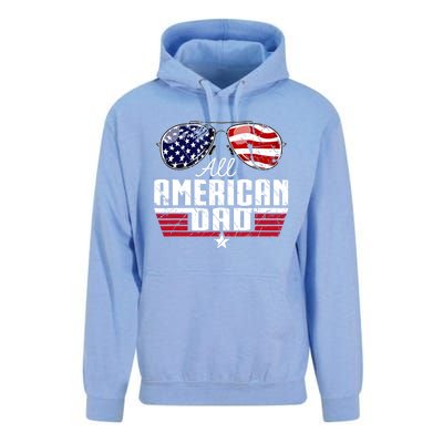 4th Of July Family Matching All American Dad American Flag Unisex Surf Hoodie