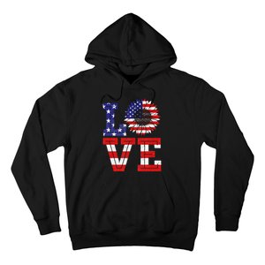 4th Of July Love Sunflower Patriotic American Flag Hoodie