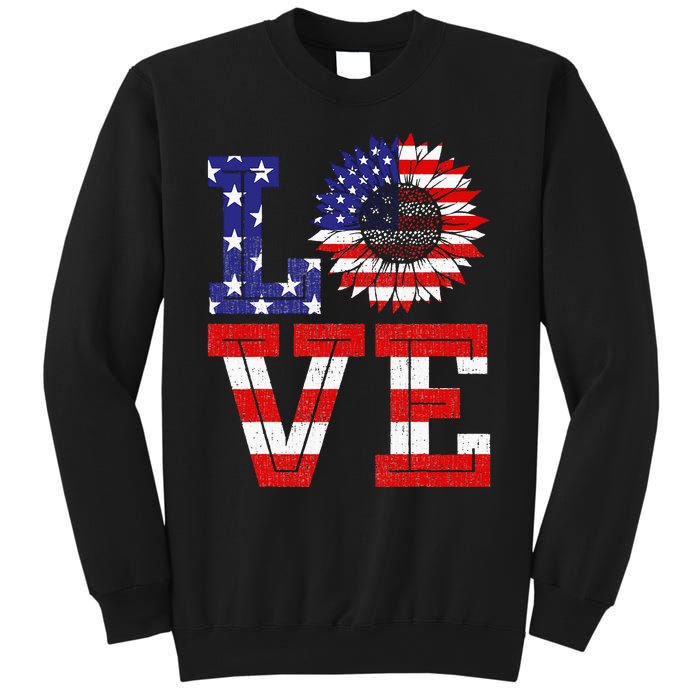 4th Of July Love Sunflower Patriotic American Flag Sweatshirt