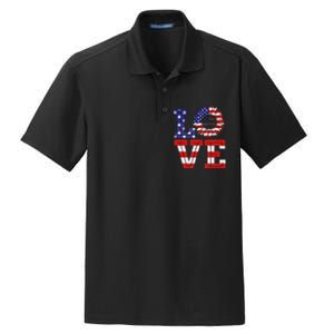 4th Of July Love Sunflower Patriotic American Flag Dry Zone Grid Polo