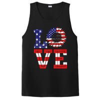 4th Of July Love Sunflower Patriotic American Flag PosiCharge Competitor Tank