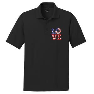 4th Of July Love Sunflower Patriotic American Flag PosiCharge RacerMesh Polo