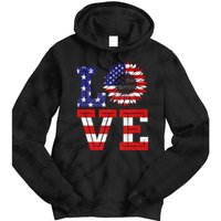 4th Of July Love Sunflower Patriotic American Flag Tie Dye Hoodie