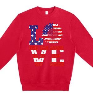 4th Of July Love Sunflower Patriotic American Flag Premium Crewneck Sweatshirt