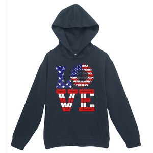 4th Of July Love Sunflower Patriotic American Flag Urban Pullover Hoodie