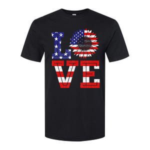 4th Of July Love Sunflower Patriotic American Flag Softstyle CVC T-Shirt