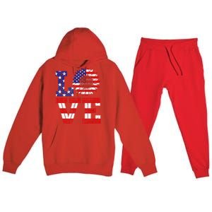 4th Of July Love Sunflower Patriotic American Flag Premium Hooded Sweatsuit Set