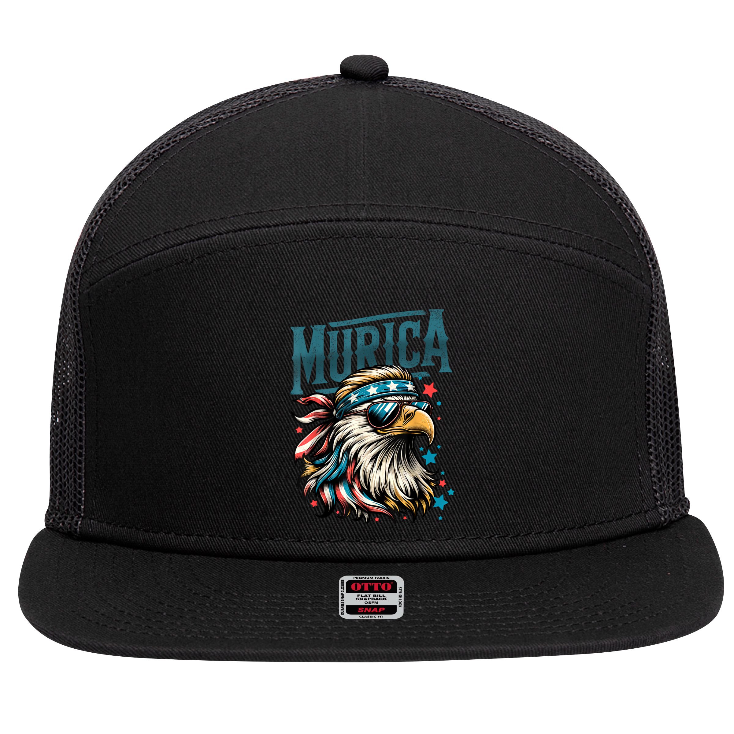 4th Of July Bald Eagle Mullet Murica Usa Usa Merica 7 Panel Mesh Trucker Snapback Hat