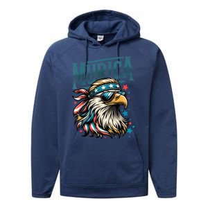 4th Of July Bald Eagle Mullet Murica Usa Usa Merica Performance Fleece Hoodie