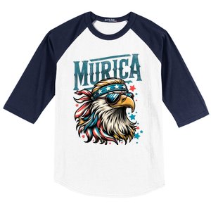 4th Of July Bald Eagle Mullet Murica Usa Usa Merica Baseball Sleeve Shirt