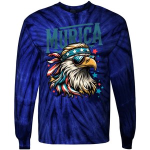 4th Of July Bald Eagle Mullet Murica Usa Usa Merica Tie-Dye Long Sleeve Shirt