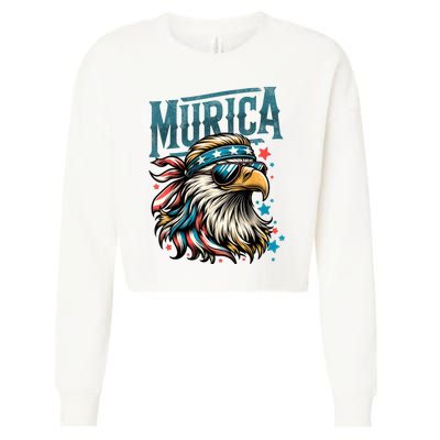 4th Of July Bald Eagle Mullet Murica Usa Usa Merica Cropped Pullover Crew