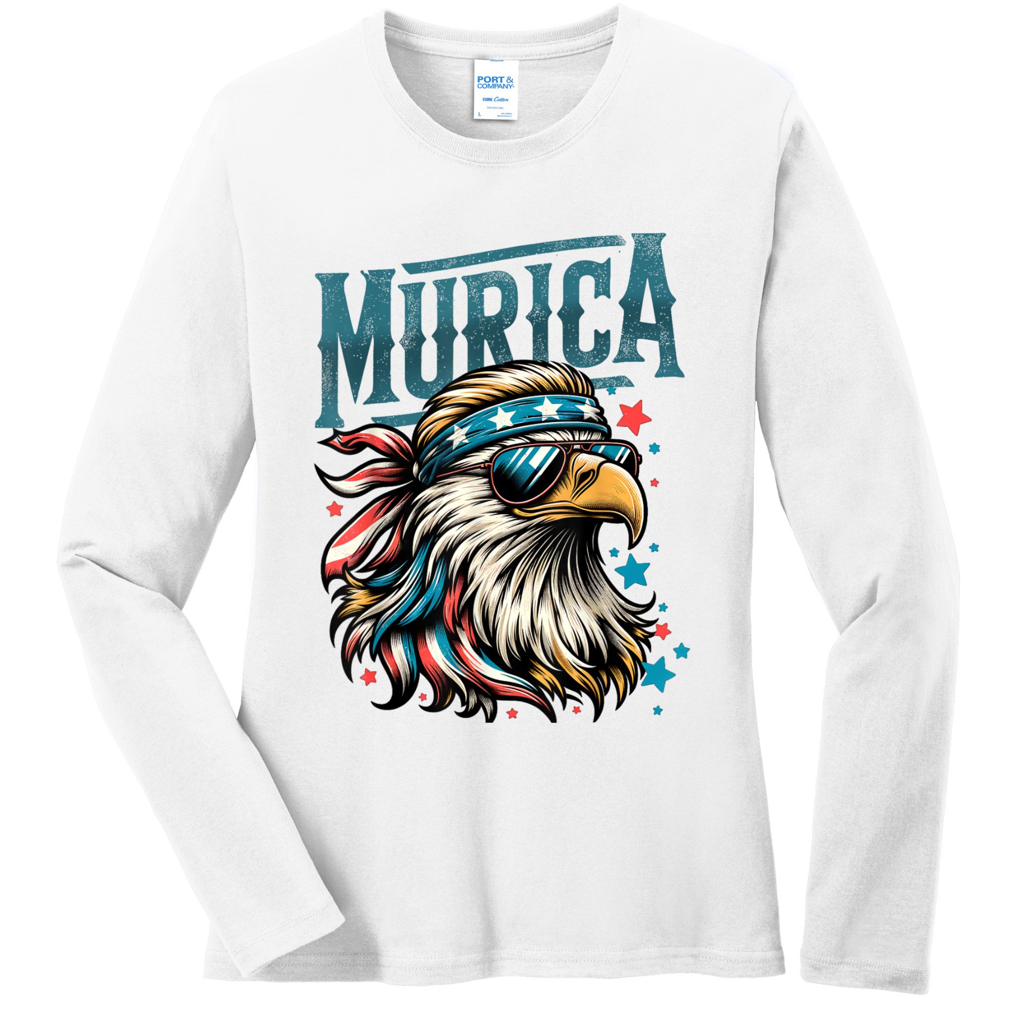 4th Of July Bald Eagle Mullet Murica Usa Usa Merica Ladies Long Sleeve Shirt