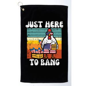 4th Of July Chicken Fireworks Here To Bang Retro America Platinum Collection Golf Towel