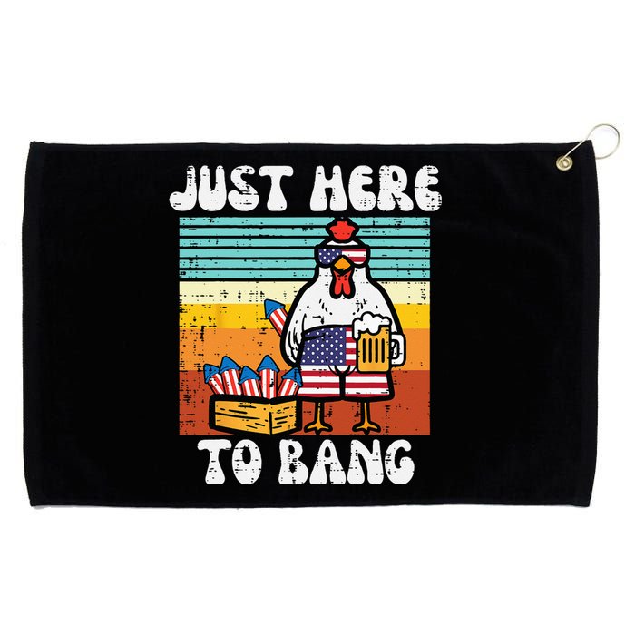 4th Of July Chicken Fireworks Here To Bang Retro America Grommeted Golf Towel