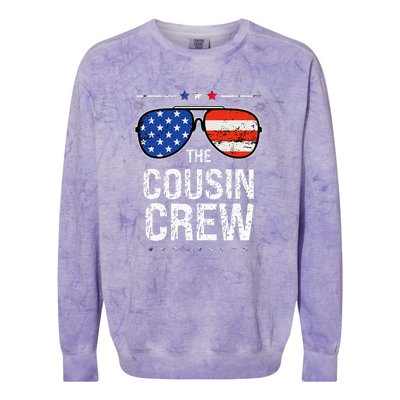 4th Of July Red White And Blue Cousin Crew Sunglasse Independence Day Gift Colorblast Crewneck Sweatshirt