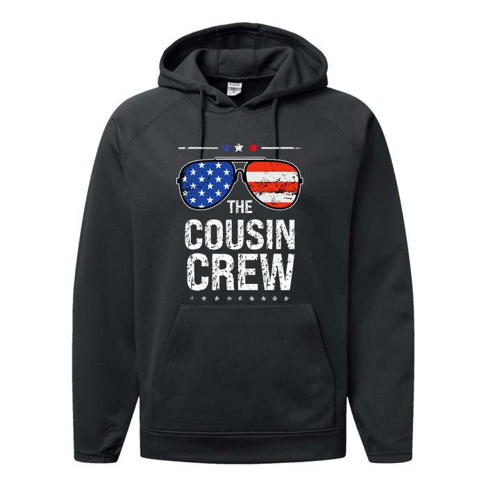 4th Of July Red White And Blue Cousin Crew Sunglasse Independence Day Gift Performance Fleece Hoodie