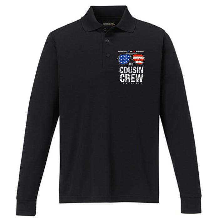 4th Of July Red White And Blue Cousin Crew Sunglasse Independence Day Gift Performance Long Sleeve Polo