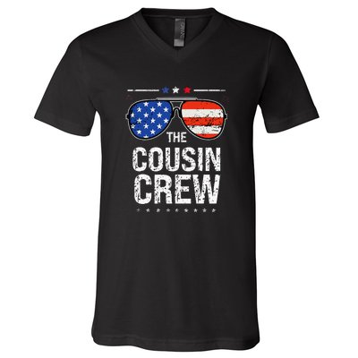 4th Of July Red White And Blue Cousin Crew Sunglasse Independence Day Gift V-Neck T-Shirt