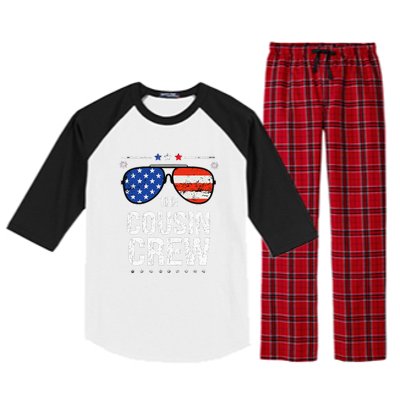 4th Of July Red White And Blue Cousin Crew Sunglasse Independence Day Gift Raglan Sleeve Pajama Set