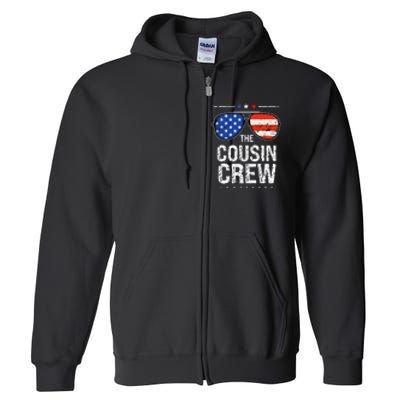 4th Of July Red White And Blue Cousin Crew Sunglasse Independence Day Gift Full Zip Hoodie