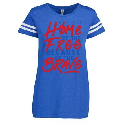 4th Of July Outfits Home Of The Free Because Of The Brave Meaningful Gift Enza Ladies Jersey Football T-Shirt