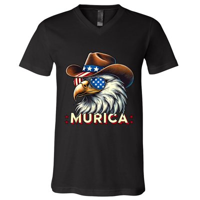 4th Of July Bald Eagle Mullet Murica Usa Usa Merica V-Neck T-Shirt