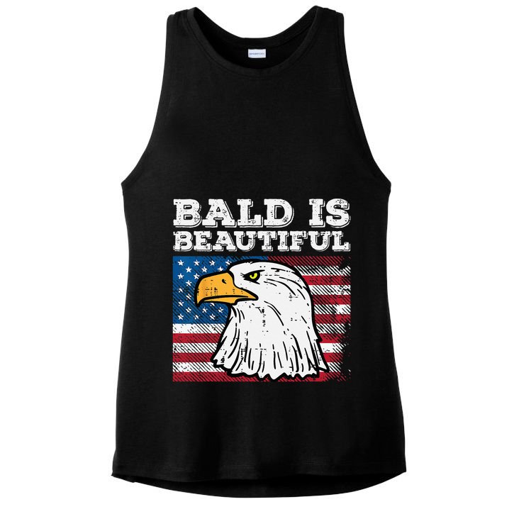 4th Of July Bald Is Beautiful Eagle Patriotic Ladies PosiCharge Tri-Blend Wicking Tank