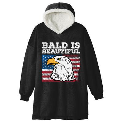 4th Of July Bald Is Beautiful Eagle Patriotic Hooded Wearable Blanket